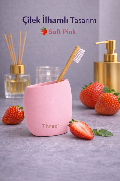 ThreeT Beton diş fircalik pastel pembe