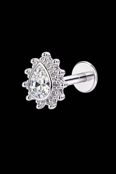 ömay takı Etnik Damla Zirkon 316l Cerrahı Çelik Labret Piercing