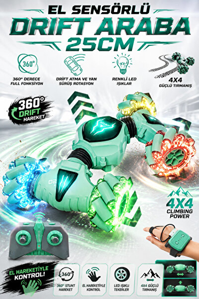 2.4 GHz Wrist Control and Remote Control Lighted 4X4 Dual Control Drifting Acrobat Car