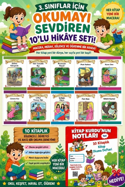Ata Yayıncılık 3.Sınıflar İçin Okumayı Sevdiren 10 lu Hikaye Seti (Kitap Okum...