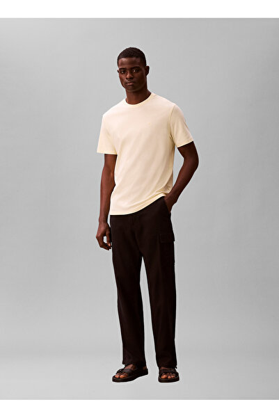 Calvin Klein Sarı Erkek Logo Baskılı T-Shirt LV04LB275GZRK_SS SUPIMA CHEST EMB C