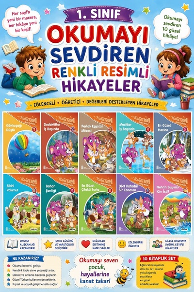 Ata Yayıncılık 1. Sınıf Okumayı Sevdiren Renkli Resimli Hikayeler 4 - 10 Kitap