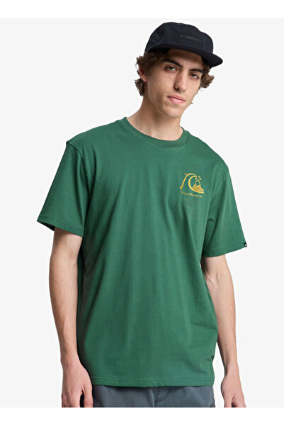 Quiksilver تي شيرت رجالي مطبوع عادي باللون الأخضر من EVO ORIGINAL BS