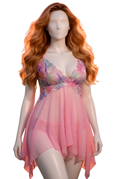 Lingerie and Fashion Style Flower Decoration Loose Comfortable Split Open Bab...