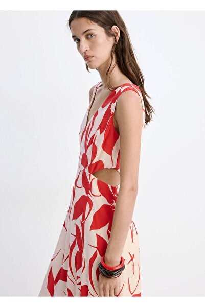 MANGO Woman Çiçekli flare elbise