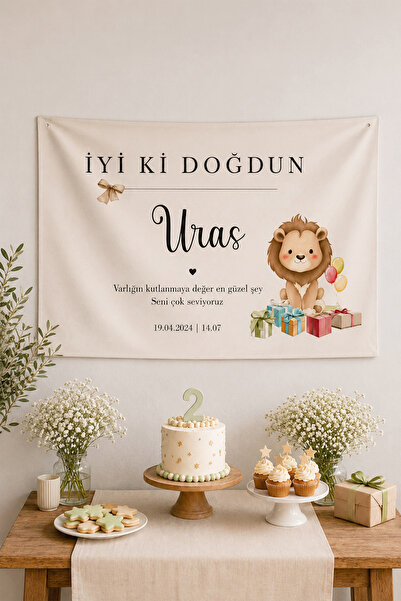 Narelinse Aslan Temalı Kişiselleştirilebilir Büyük Ebat Birinci Kalite İyi Ki...