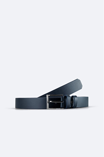 Avva Men's Navy Blue Leather Belt - A41y9313