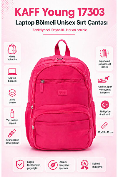 KAFF Σακίδιο πλάτης Young 17303 Pink Unisex με θήκη για φορητό υπολογιστή