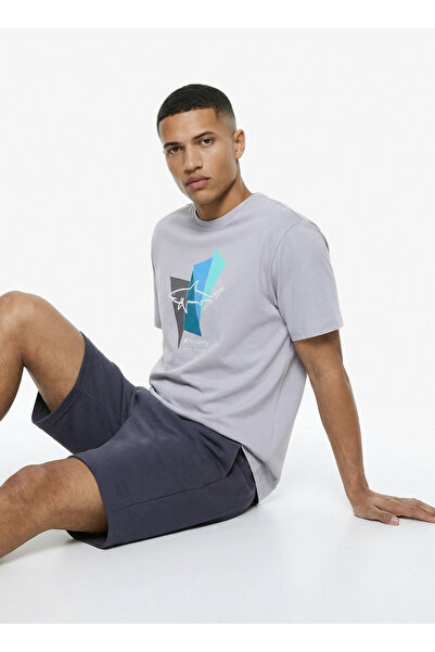 Discovery Expedition D6SM-TST3781 Gri Bisiklet Yaka Relaxed Fit Erkek T-Shirt