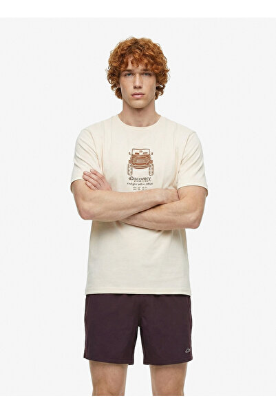 Discovery Expedition D6SM-TST3763 Kırık Beyaz Bisiklet Yaka Relaxed Fit Erkek...