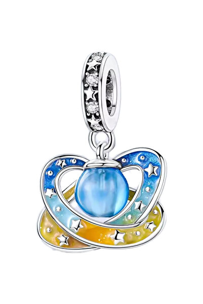 Fubena Space Spiral Blue Orbit Dangle Charm