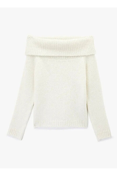 Koton Long Sleeve Open Shoulder Oversized Knitwear Sweater