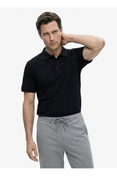 Fabrika Siyah Erkek Slim Fit Jakarlı Polo T-Shirt F6SM-TST 0939 NB