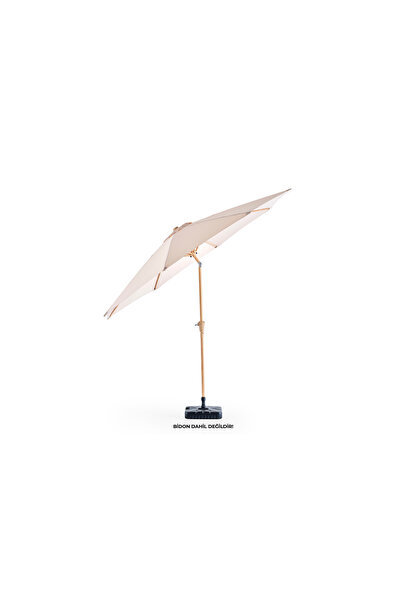 SOLERA PARASOL Nepal Ahşap Desen Eğimli Bahçe Şemsiyesi 3x3 M