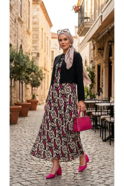Plistre 2271_Γυναικείο φόρεμα αμάνικο από βαμβακερό ύφασμα με σχέδιο και μακρ...