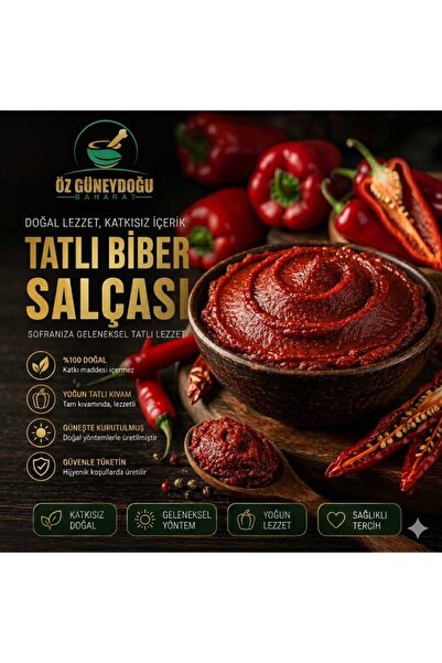 ÖZ GÜNEYDOĞU BAHARAT Antep Tatlı Biber Salçası 1 Kg | %100 Doğal, Ev Yapımı, ...