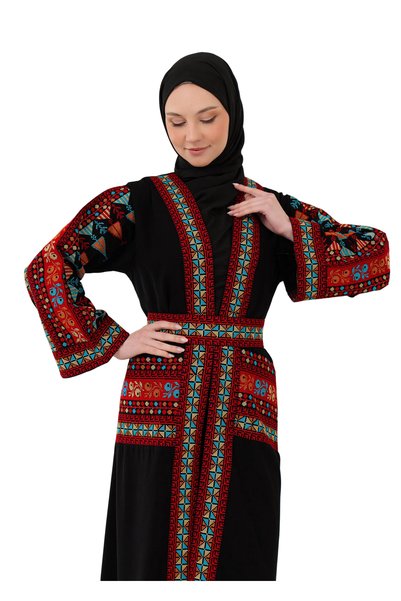 Zaytoon فستان سهرة تيسيتهر عصري مطرز بالفليستين، عباية فاخرة من قماش لكزس ملون