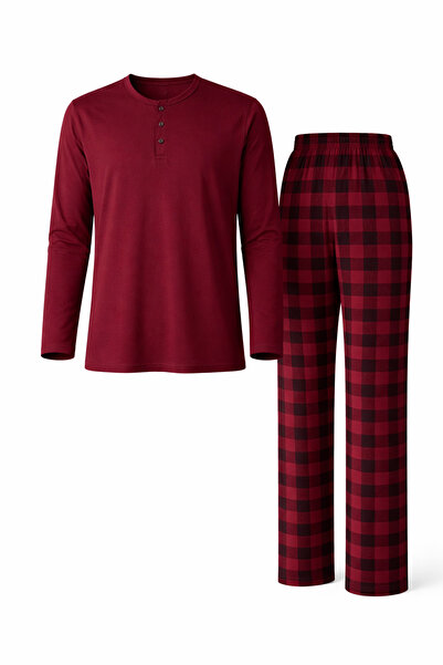 Mutlu City Men's Interlock Comfortable Fit Zero Collar Cotton Pajama Set 6806
