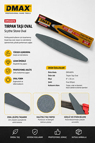 DMAX TIRPAN TAŞI OVAL BİLEME TAŞI BİLEYİCİ 9 İNÇH 23 CM UZUNLUKTA EXTRA GÜÇLÜ...