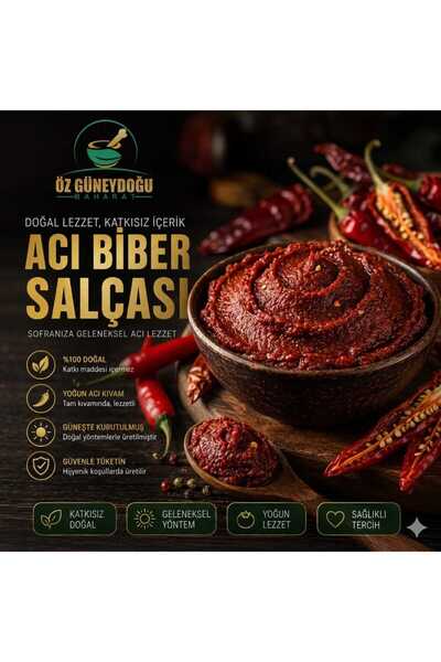 ÖZ GÜNEYDOĞU BAHARAT Antep Acı Biber Salçası 1 Kg | %100 Doğal, Güneş Kurusu,...