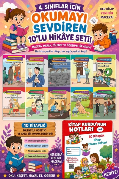 Ata Yayıncılık 4.Sınıflar İçin Okumayı Sevdiren 10 lu Hikaye Seti 2 (Kitap Ok...