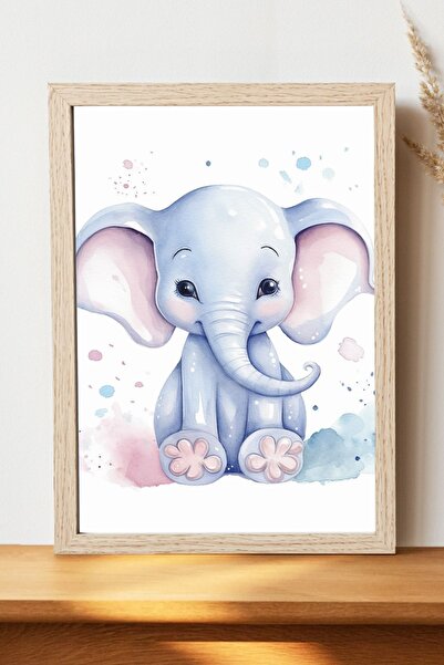 Luna Marissa Αφίσα Kawaii Elephant - Αφίσα ψηφιακής τέχνης από χοντρό χαρτί χ...