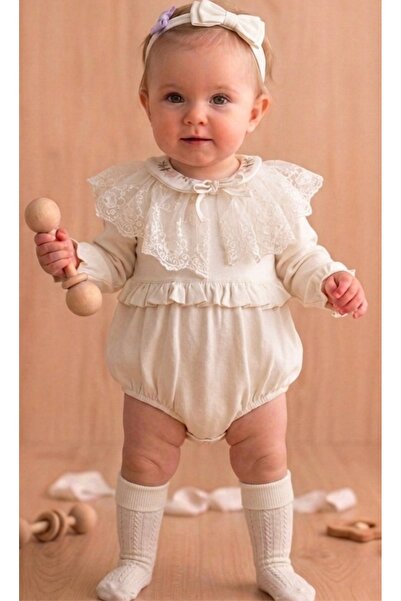 cayzen Eid Season Oeko Tex Certified Lace Collar Badge 100% Cotton Romper Bab...
