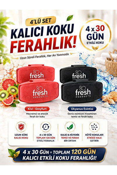 Fresh Products WC Koku Önleyici Kiwi & Grapefruit + Bodrum Nights 4’lü Set (2...