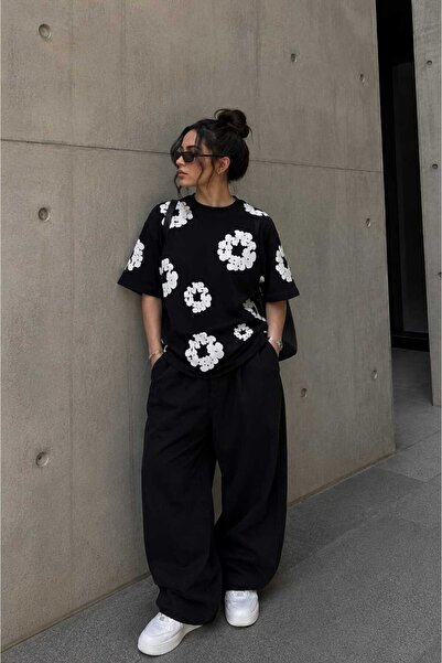 LOTS MODA TREND Baskılı Unısex Oversize tısort