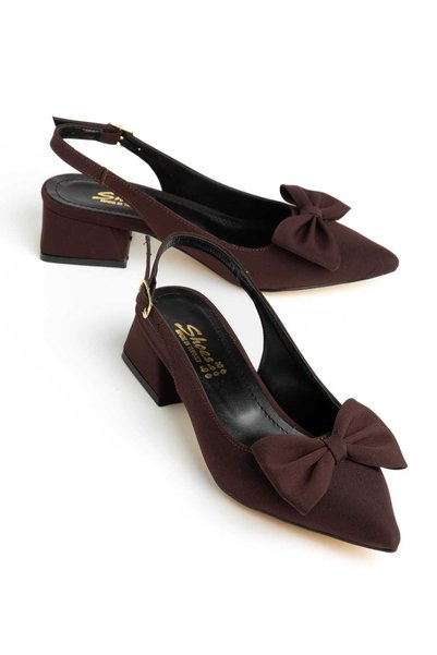 bolmar Women's Short Heeled Bowknot Pointed Toe Open Back Classic Heeled Shoes