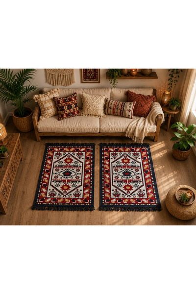 OEM Set 1+1 Covoare Țesute, Față-Dublu, 60 x 90 cm H&H108