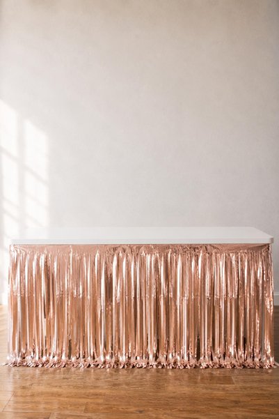 Patladı Gitti Metalize Masa Eteği Rose Gold 70x300 cm
