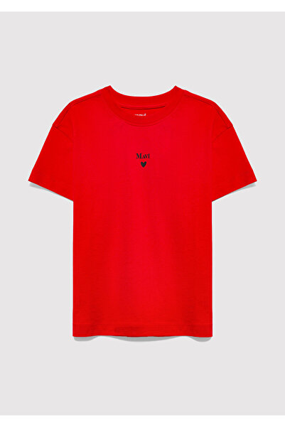 Mavi Tricou roșu cu logo imprimat, croială lejeră / croială amplă și conforta...