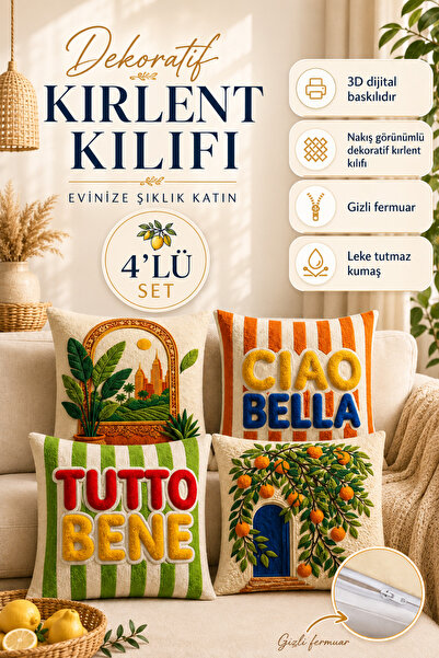 Benlisso Home Italian-Inspired Mediterranean Patterned Digital Printed Punch ...