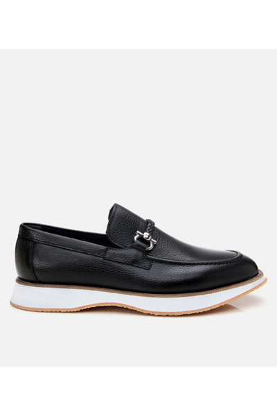 Hotiç Men's Leather Black Sport Sole Classic Loafer