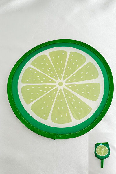 Modex Yeşil Limon Dilimi Desen Katlanabilir Çantalı Yuvarlak Yelpaze (21*21)