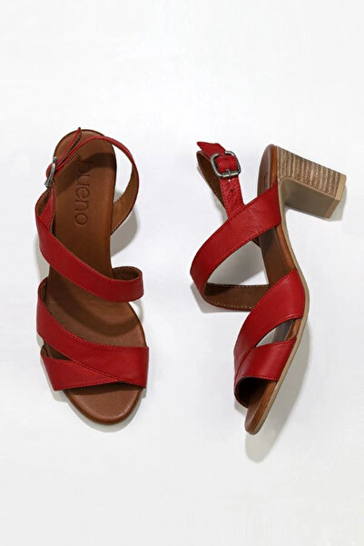 Bueno Shoes Sandale cu toc pentru femei din piele roșie 01wq8503
