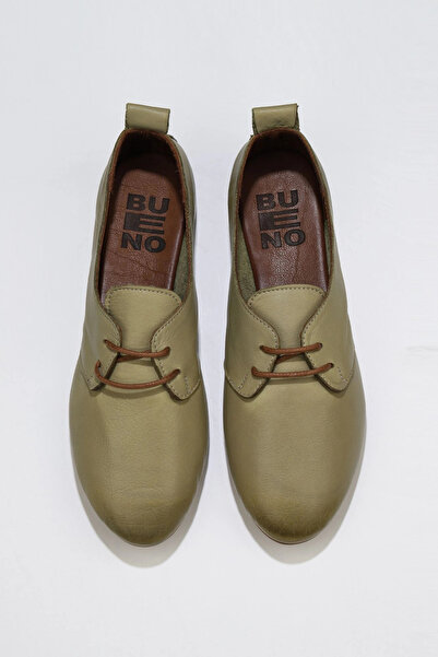 Bueno Shoes Balerini plat din piele kaki pentru femei 01wj2123