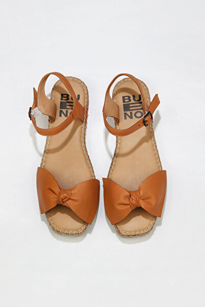 Bueno Shoes Sandale espadrille de damă din piele maronie 01wu5206