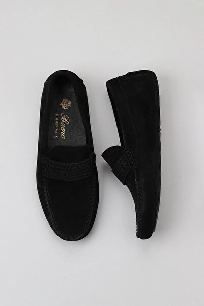 Bueno Shoes Pantofi casual pentru bărbați din piele intoarsa neagră 05ms157