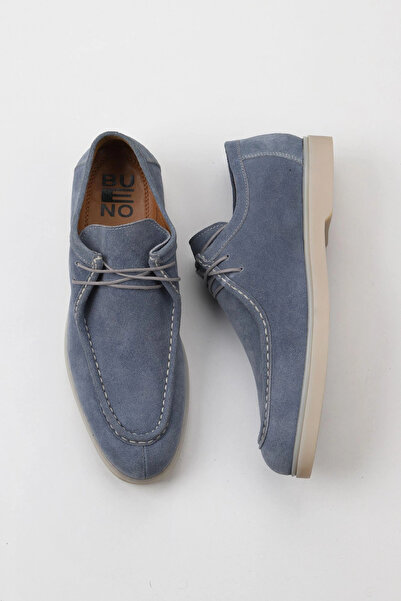 Bueno Shoes Pantofi casual pentru bărbați din piele intoarsa gri albastru 10m...