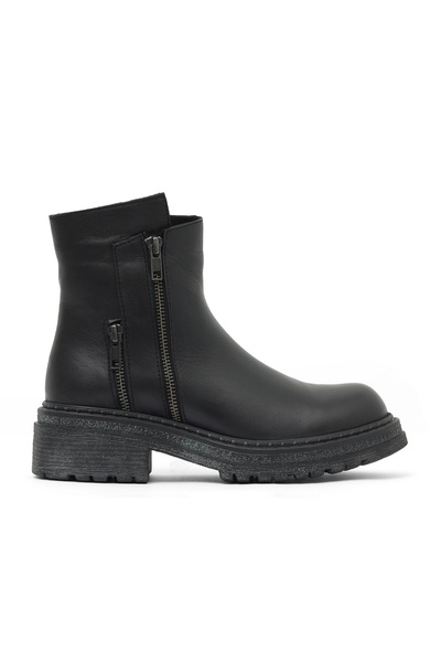 Bueno Shoes Black Leather Women's Flat Boots 01Wd2108