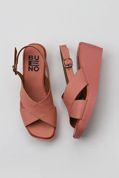 Pink Leather Women's Fill Heel Sandals 01wy2411