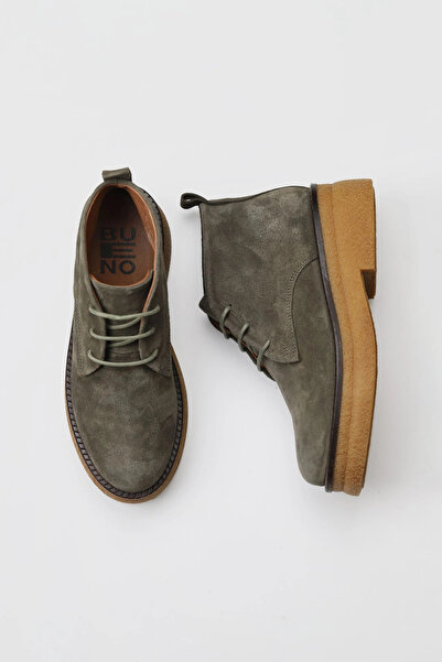 Bueno Shoes Cizme plate de damă din piele intoarsa kaki 01wv0200