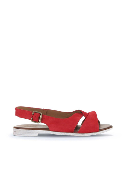 Bueno Shoes Κόκκινα γυναικεία φλατ σανδάλια Alf Suede 01wa3018