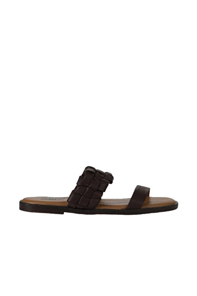 Bueno Shoes شبشب نسائي مسطح من الجلد البني 01wy2006
