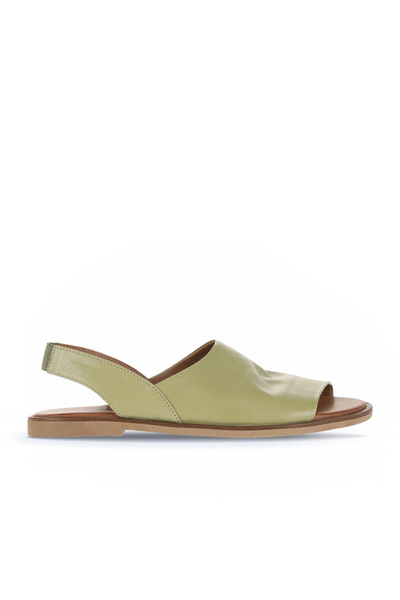 Bueno Shoes Khaki Leather Women's Flat Sandals 01Wa5706