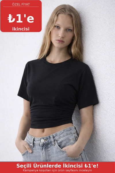 COMBİNE MİCHAİL Women's Bat Sleeve Basic Tight Black Blouse