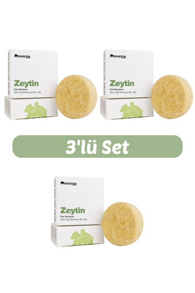 Baboon Natural Zeytin Katı Şampuan 3’lü Set | Tüm Saç Tipleri İçin Nazik Bakı...