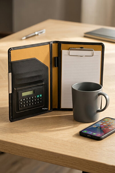 SEDEF SİLVER Mini A5 Notebook Boy Secretarial File Cover Black Leather Secret...